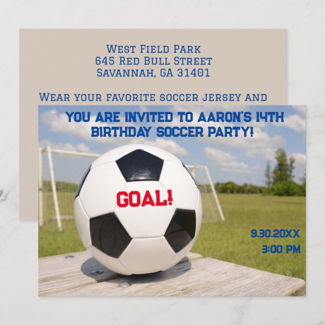 Modern boy Goal Post Soccer Birthday Invitatio Invitation (Front/Back)