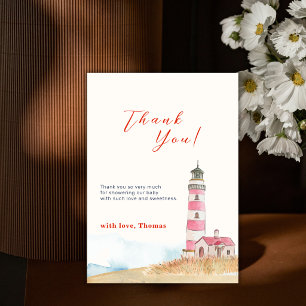 Modern Boy Nautical Lighthouse Baby Shower Thank You Card