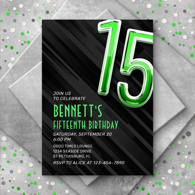 Modern Boys' 15th Birthday Invitation (Creator Uploaded)
