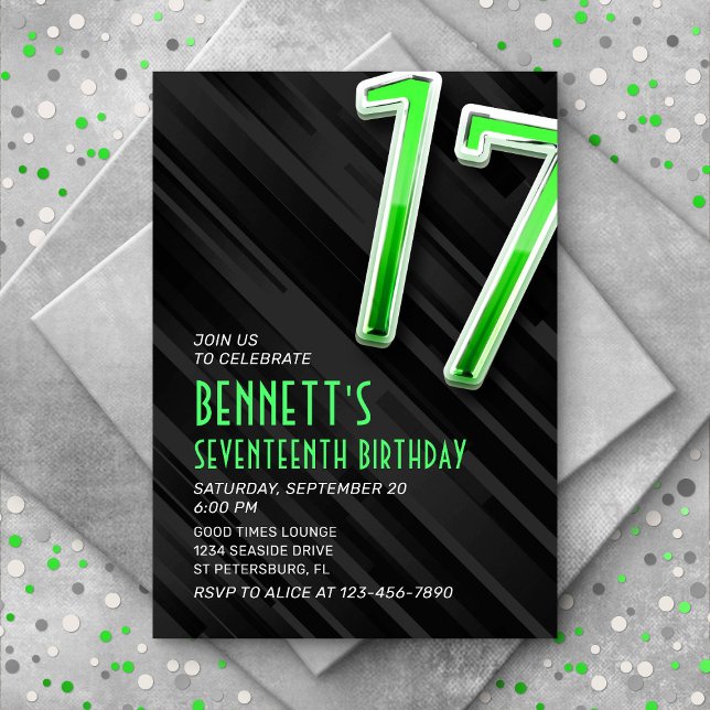 Modern Boys' 17th Birthday Invitation (Creator Uploaded)