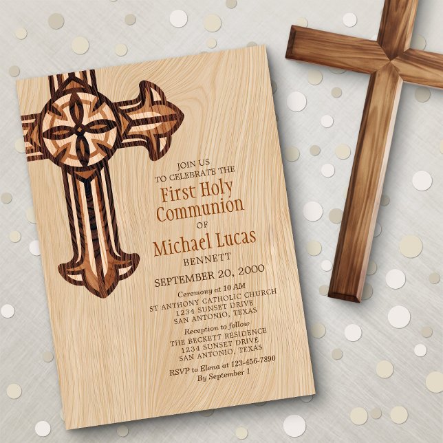 Modern Boys Adults First Communion Invitation (Creator Uploaded)