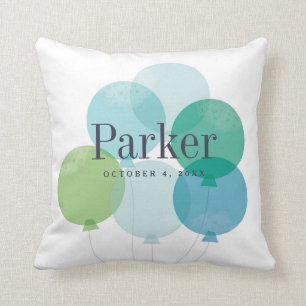 Modern Boys Blue Balloon Bunch Rainbow Kids Cushion