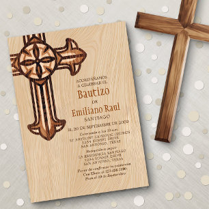 Modern Boys Spanish Baptism Invitation