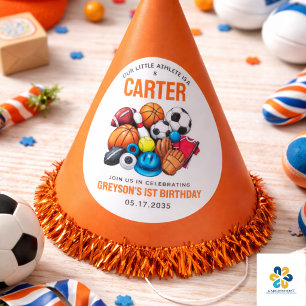 Modern Boys Sports Balls All Star 1st Birthday  Party Hat
