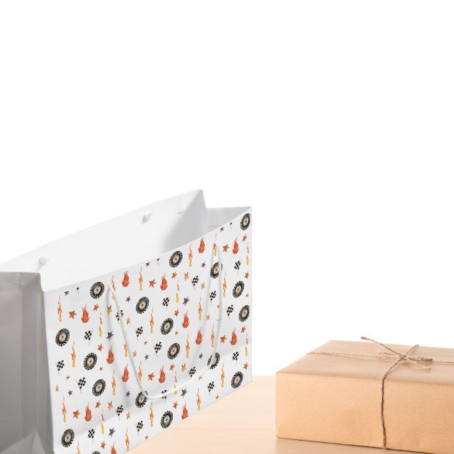 Modern Boys Trucks Racing Checkers Watercolor  Large Gift Bag (Creator Uploaded)