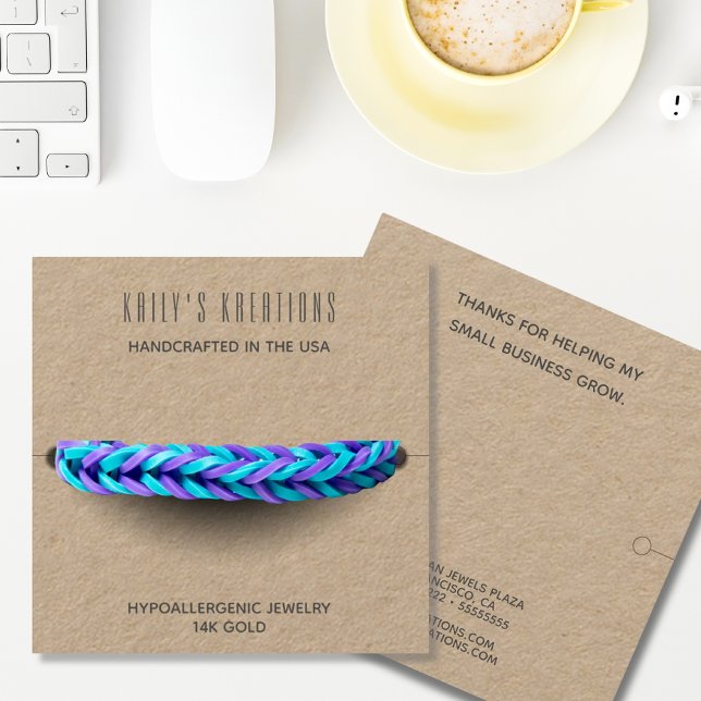 Modern Bracelet Display rustic Kraft Paper Square Business Card (Creator Uploaded)