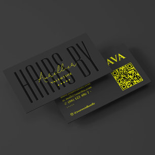 Modern Braiding Hair Stylist Lime Yellow Black Business Card