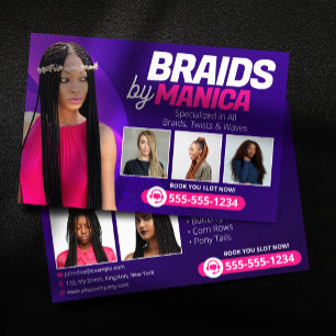 Modern Braiding Salon Hair Extensions Braids Wigs Flyer