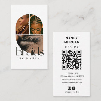Modern Braids Arch Photo Collage Qr Code  Business Card