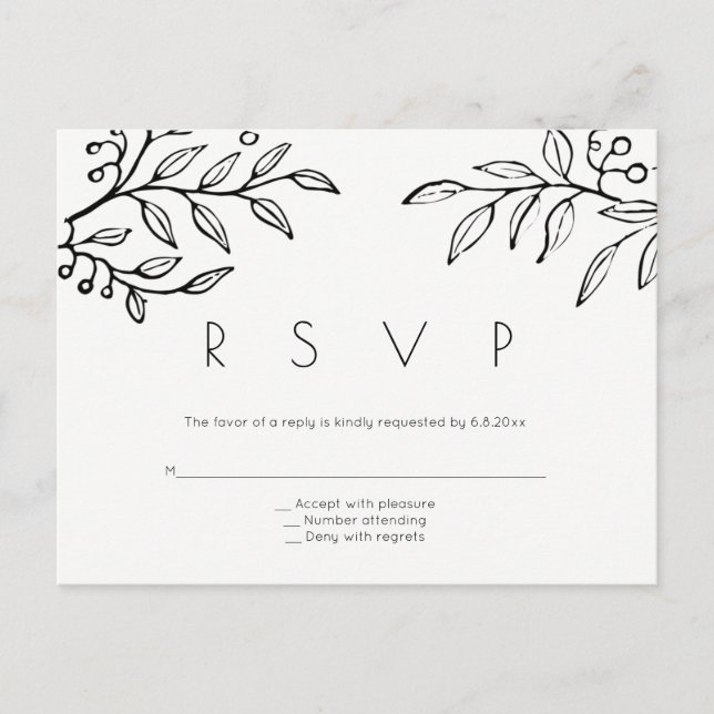 Modern branch wedding rsvp postcards (Front)