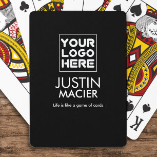 Modern Brand / Logo / Photo Custom Name Black Playing Cards