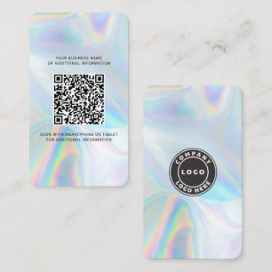 Modern Brand Logo QR Code Holographic Custom Business Card