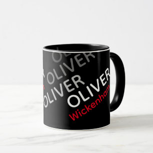 Modern Branded Black Mug with Name