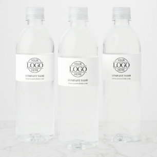 Modern Branded Black & White Company Business Logo Water Bottle Label