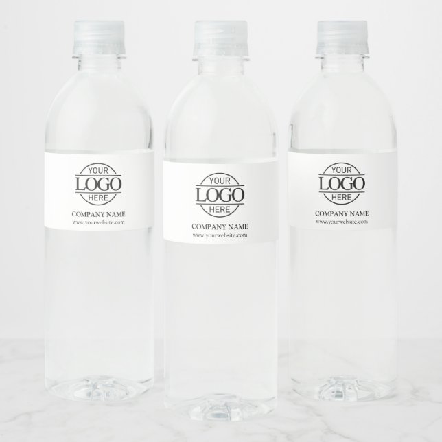 Modern Branded Black & White Company Business Logo Water Bottle Label (Bottles)
