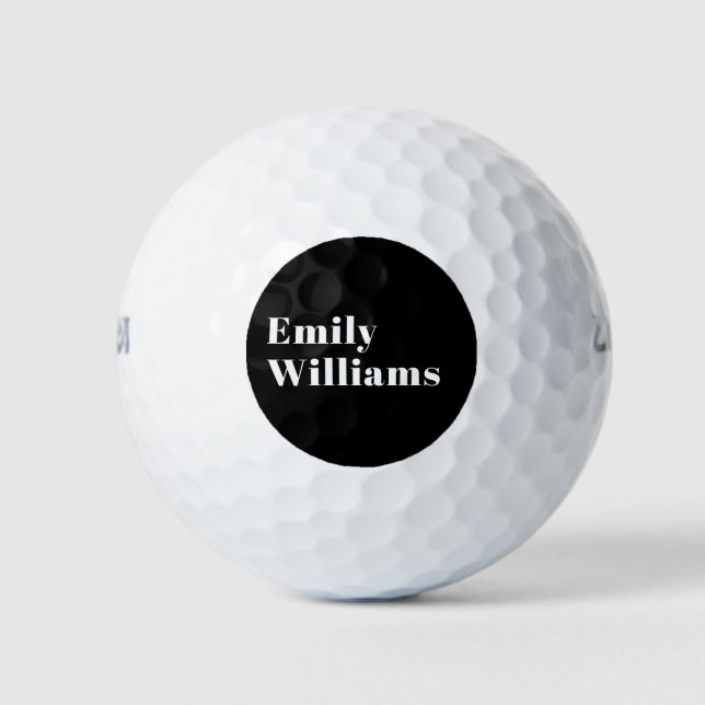 Modern Branded Business Black & White Golf Balls (Front)