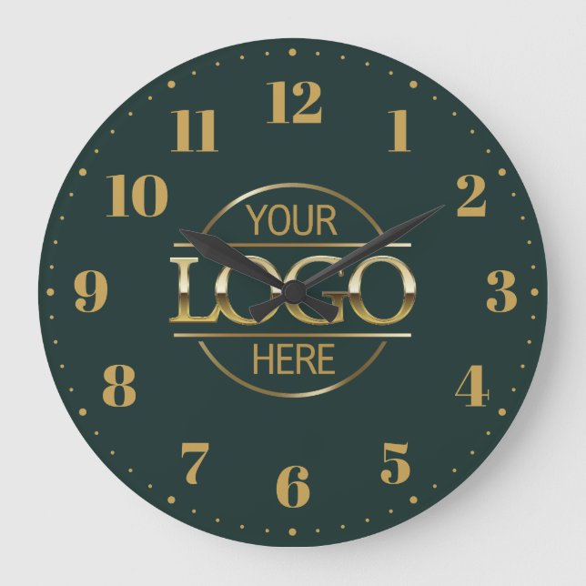 Modern Branded Company Business Logo Dark Green Large Clock (Front)