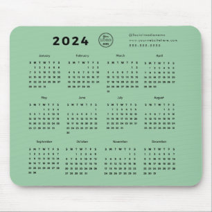 Modern Branded Mint Green 2024 Calendar Promo Logo Mouse Mat