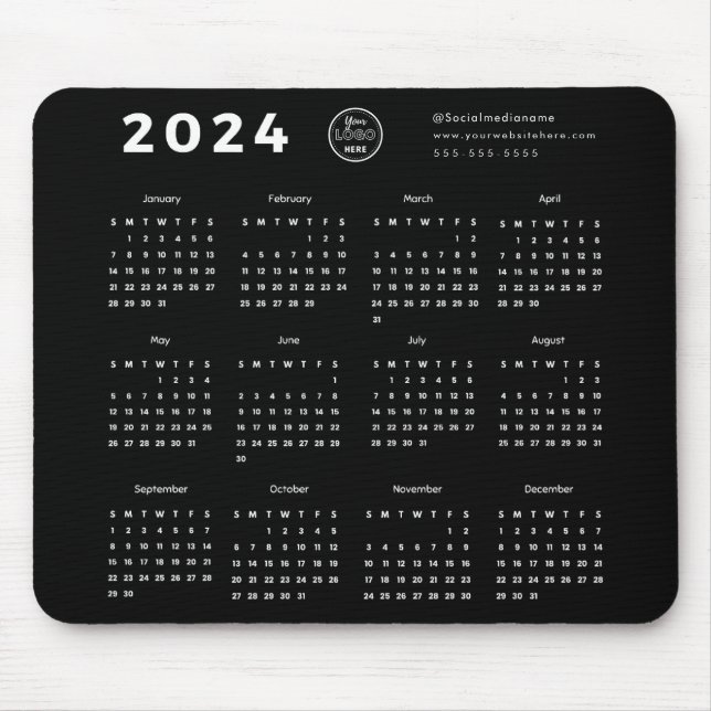 Modern Branding Black 2024 Calendar Promo Logo Mouse Mat (Front)