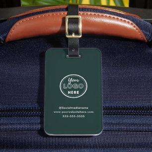 Modern Branding Minimalist Dark Green Promo Logo Luggage Tag