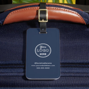 Modern Branding Minimalist Navy Blue Promo Logo Luggage Tag