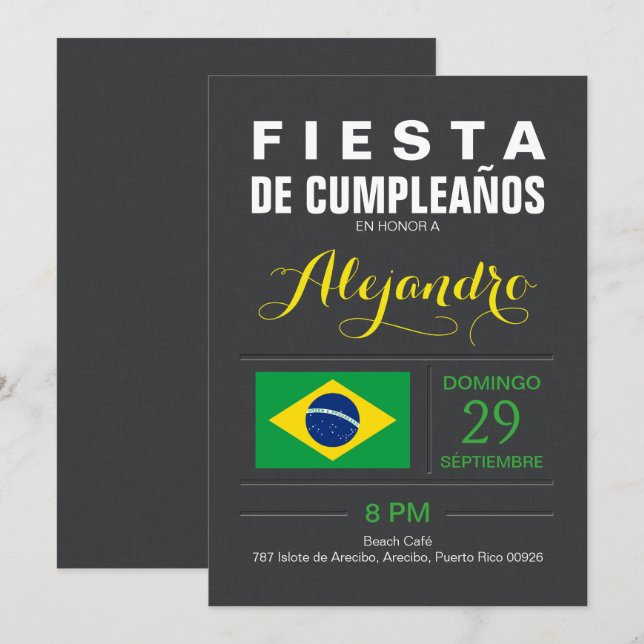Modern: Brasil Party Invitation (Front/Back)