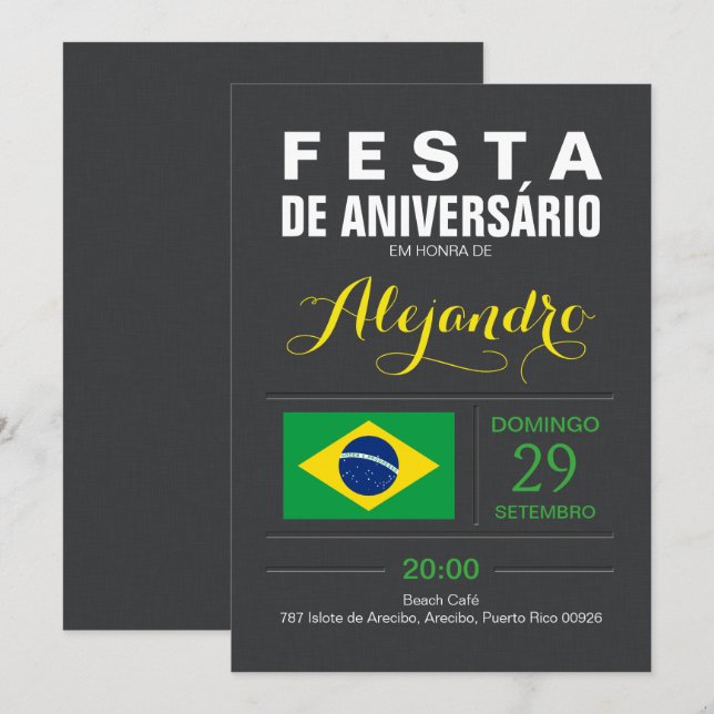 Modern: Brasil Party Invitation (Front/Back)
