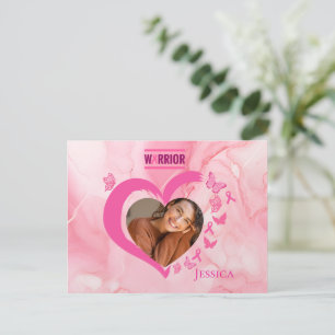 Modern Breast Cancer Custom Heart Photo Name Postcard