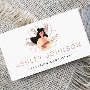 Modern Breastfeeding Illustration Lactation Expert Business Card