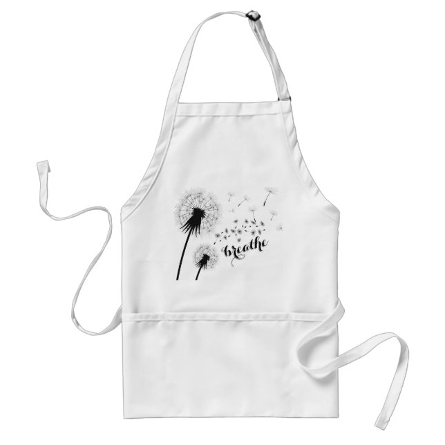 Modern BREATHE Dandelion Inspirational Quote Standard Apron (Front)