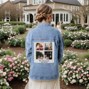 Modern Bridal Engagement Photo Collage Custom Denim Jacket