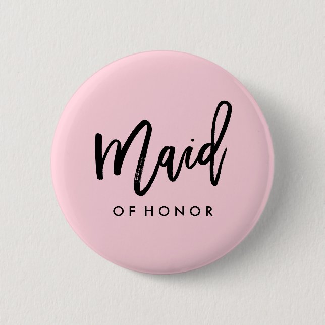 Modern Bridal Party Maid of Honour 6 Cm Round Badge (Front)