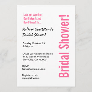 Modern Bridal Shower Black White Zebra Invitation