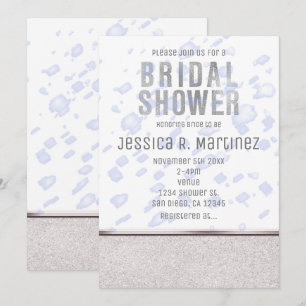 Modern Bridal Shower Blue Rain Invitations