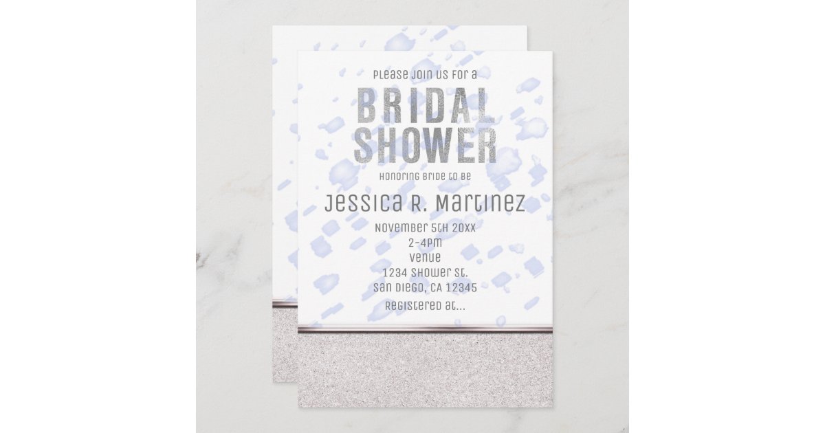 Modern Bridal Shower Blue Rain Invitations | Zazzle.co.uk