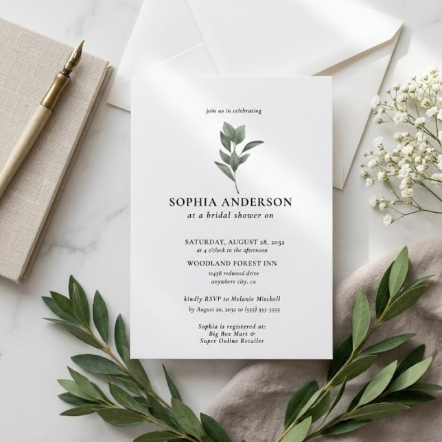 Modern Bridal Shower Botanical Eucalyptus Boho Invitation (Creator Uploaded)