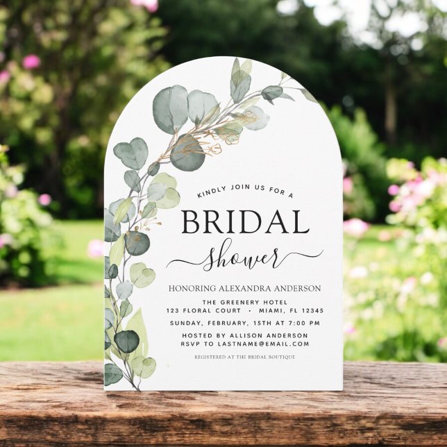 Modern Bridal Shower Botanical Eucalyptus Boho Invitation (Creator Uploaded)