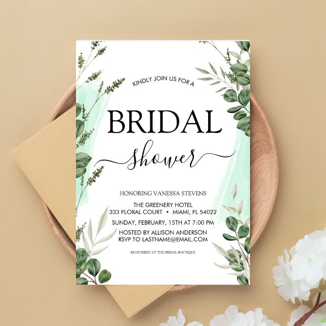 Modern Bridal Shower Botanical Eucalyptus Boho  Invitation (Creator Uploaded)