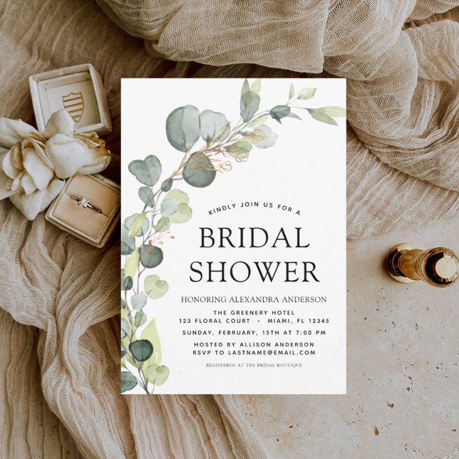 Modern Bridal Shower Botanical Eucalyptus Boho Invitation (Creator Uploaded)