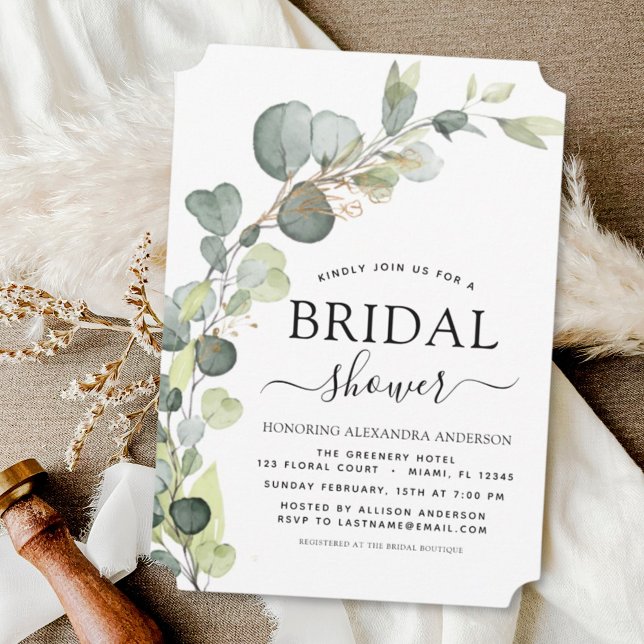 Modern Bridal Shower Botanical Eucalyptus Boho Invitation (Creator Uploaded)
