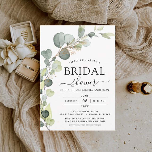 Modern Bridal Shower Botanical Eucalyptus Boho Invitation (Creator Uploaded)