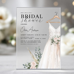 Modern Bridal Shower Botanical Eucalyptus Rustic Acrylic Invitations