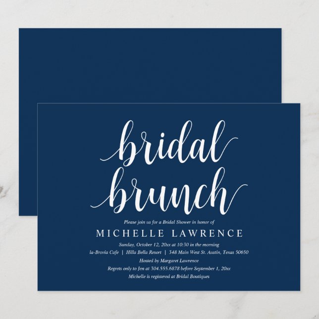 Modern Bridal Shower Brunch Celebration Invitation (Front/Back)