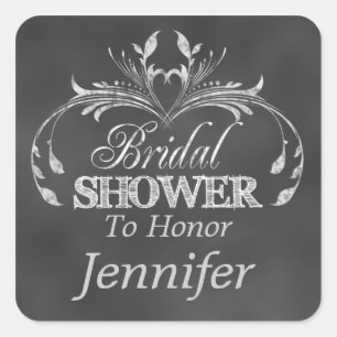 Modern Bridal Shower Chalkboard Stickers