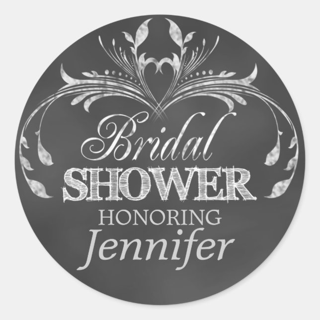 Modern Bridal Shower Favour Stickers | Chalkboard (Front)