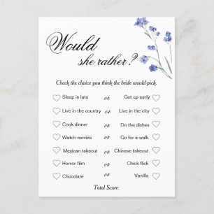 Modern Bridal Shower Game, Who knows the Bride  Holiday Postcard