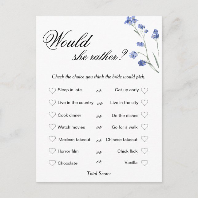 Modern Bridal Shower Game, Who knows the Bride  Holiday Postcard (Front)