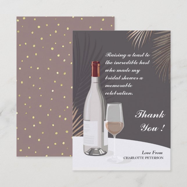 Modern Bridal Shower Host Thank You  Card (Front/Back)
