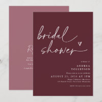 Modern Bridal Shower Invitation in Merlot Wine