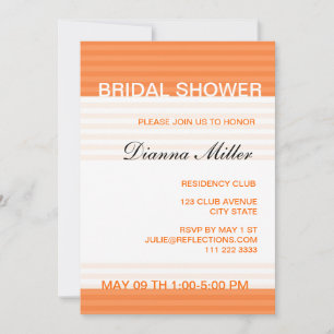 Modern Bridal Shower Invitations::Orange Stripes Invitation